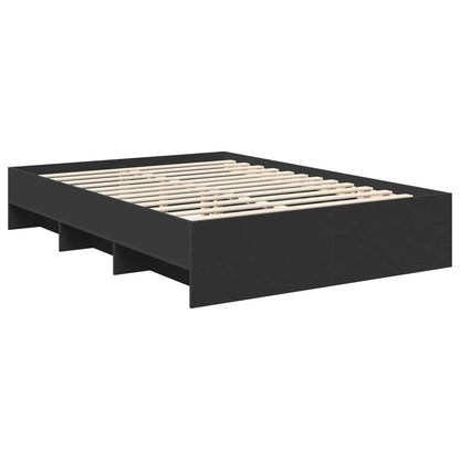 vidaXL Bed Frame with Headboard Black 150 x 200 cm Engineered Wood