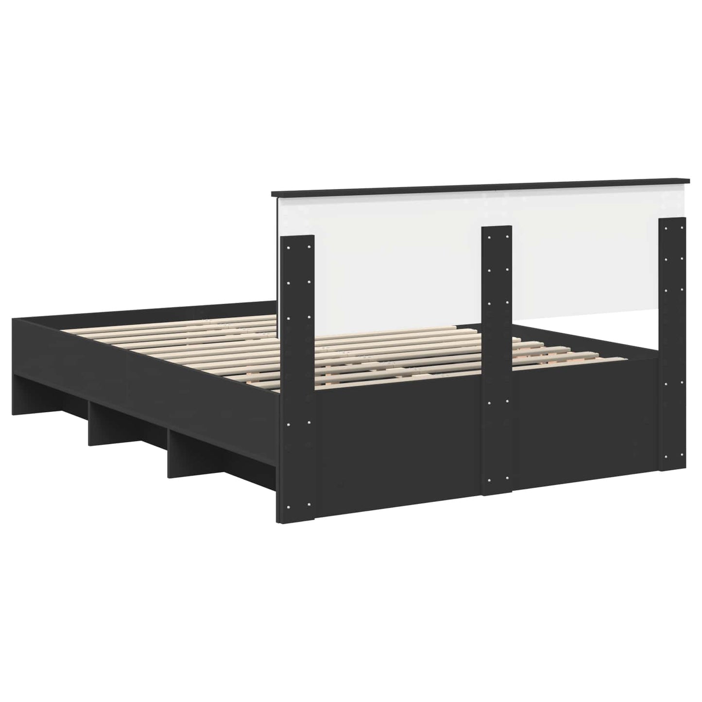 vidaXL Bed Frame with Headboard Black 150 x 200 cm Engineered Wood