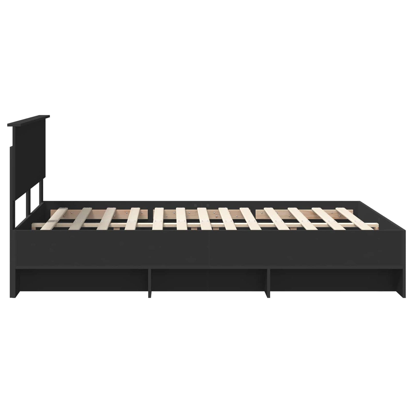 vidaXL Bed Frame with Headboard Black 150 x 200 cm Engineered Wood