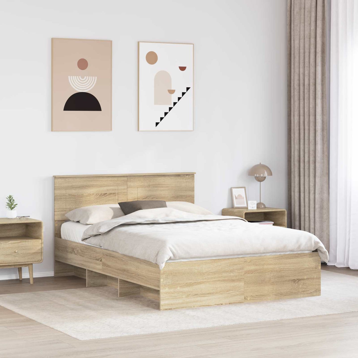 vidaXL Bed Frame Sonoma Oak 150 x 200 cm Engineered Wood