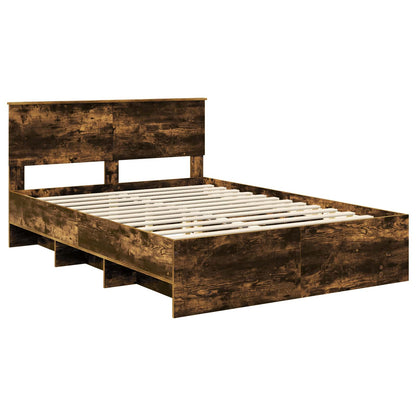 vidaXL Bed Frame Smoked Oak 140 x 200 cm Engineered Wood