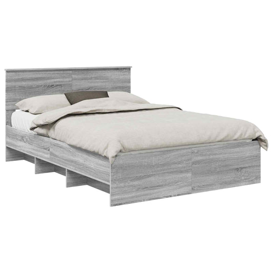 vidaXL Bed Frame Grey Sonoma 140 x 200 cm Engineered Wood