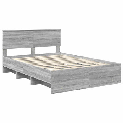 vidaXL Bed Frame Grey Sonoma 140 x 200 cm Engineered Wood