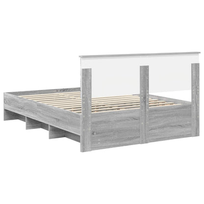 vidaXL Bed Frame Grey Sonoma 140 x 200 cm Engineered Wood