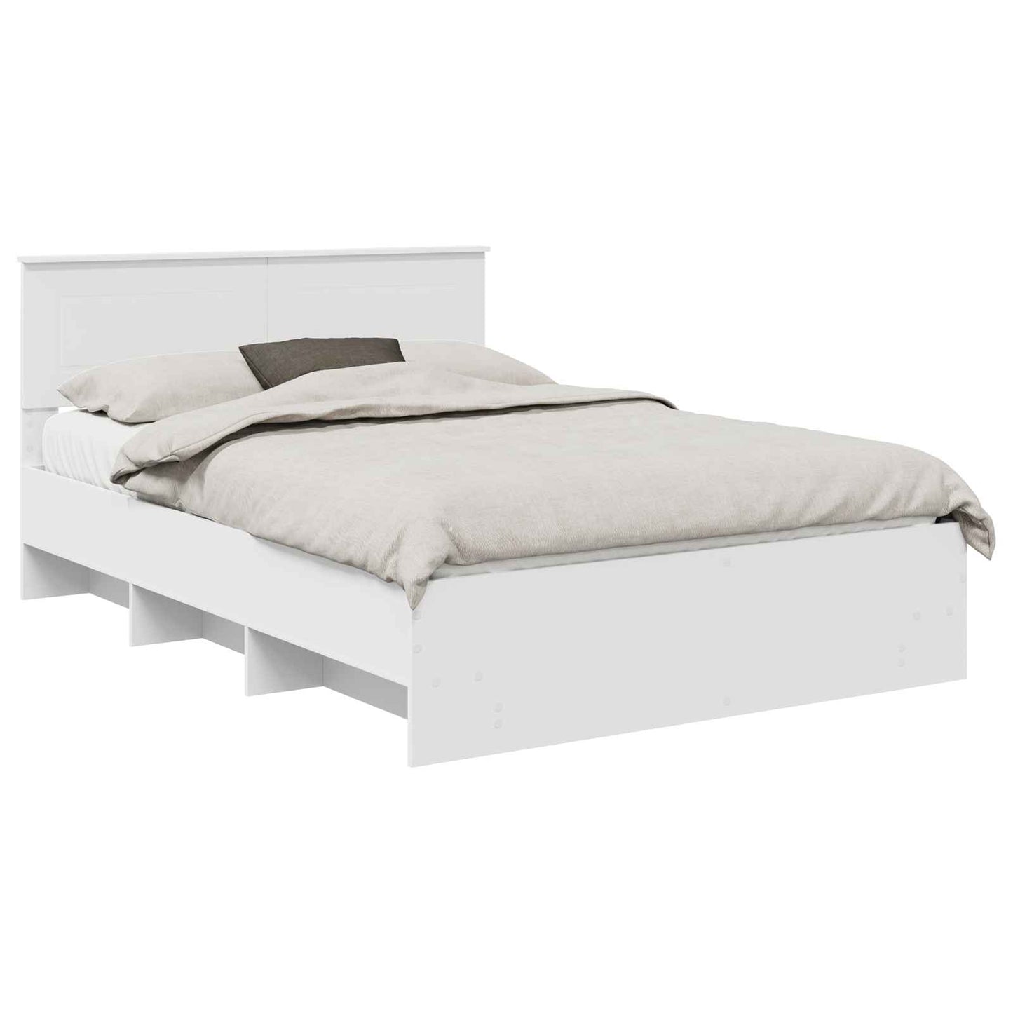 vidaXL Bed Frame with Headboard White 140 x 200 cm Engineered Wood