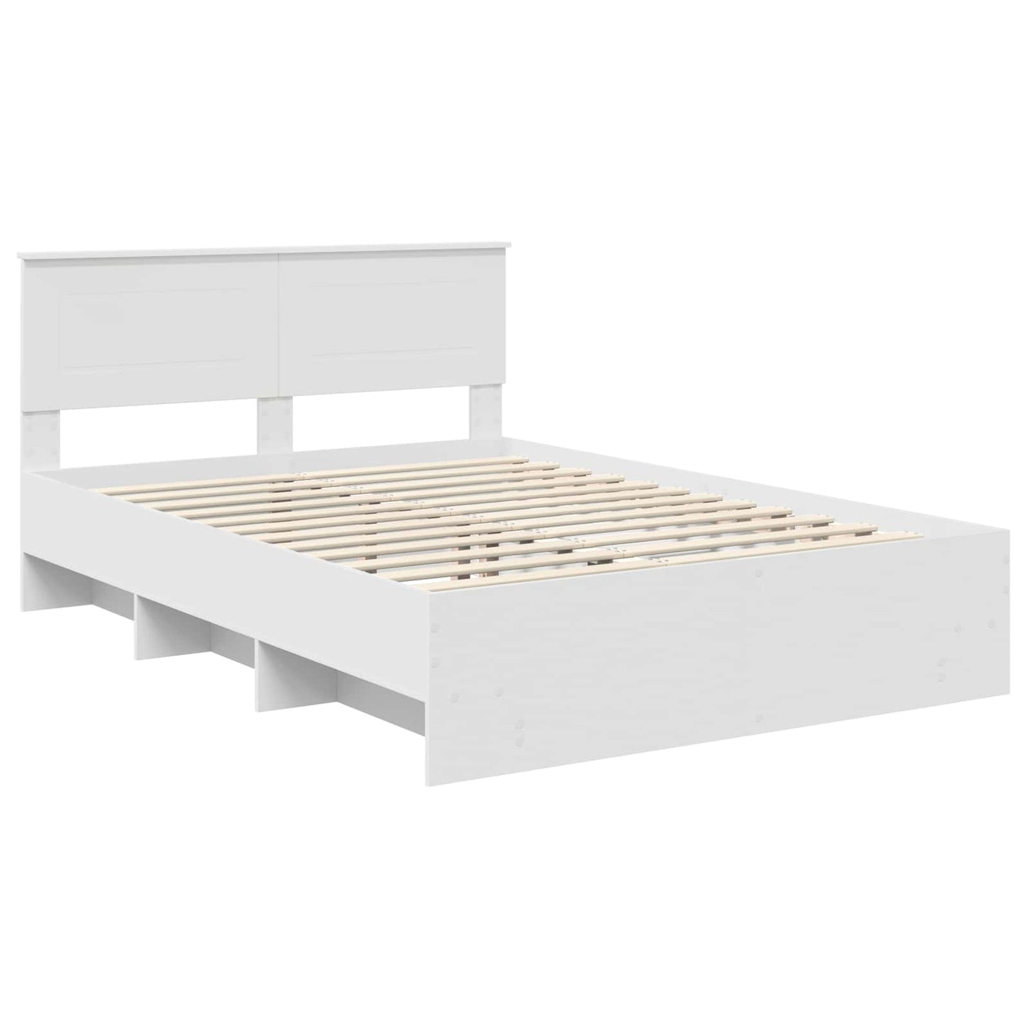 vidaXL Bed Frame with Headboard White 140 x 200 cm Engineered Wood