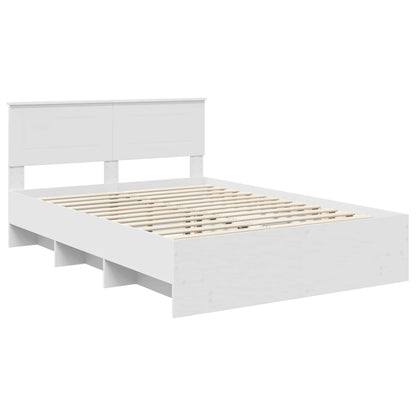 vidaXL Bed Frame with Headboard White 140 x 200 cm Engineered Wood