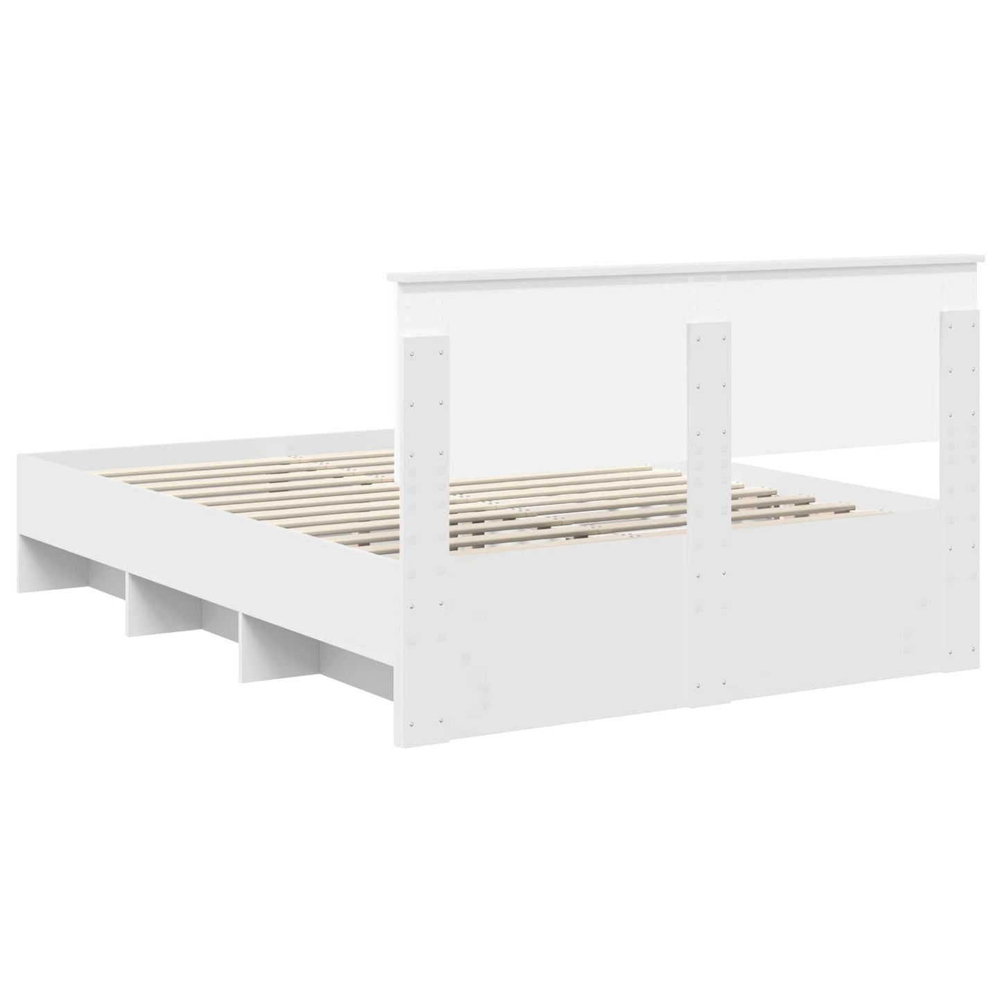 vidaXL Bed Frame with Headboard White 140 x 200 cm Engineered Wood