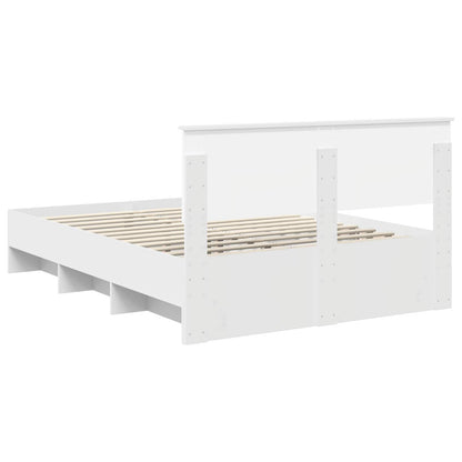 vidaXL Bed Frame with Headboard White 140 x 200 cm Engineered Wood