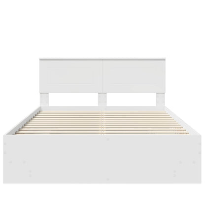vidaXL Bed Frame with Headboard White 140 x 200 cm Engineered Wood