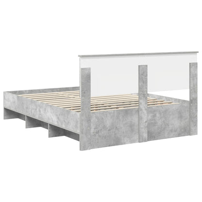 vidaXL Bed Frame Concrete Grey 140 x 200 cm Engineered Wood