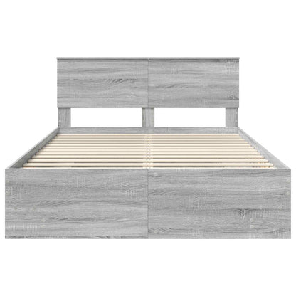 vidaXL Bed Frame Grey Sonoma 140 x 200 cm Engineered Wood