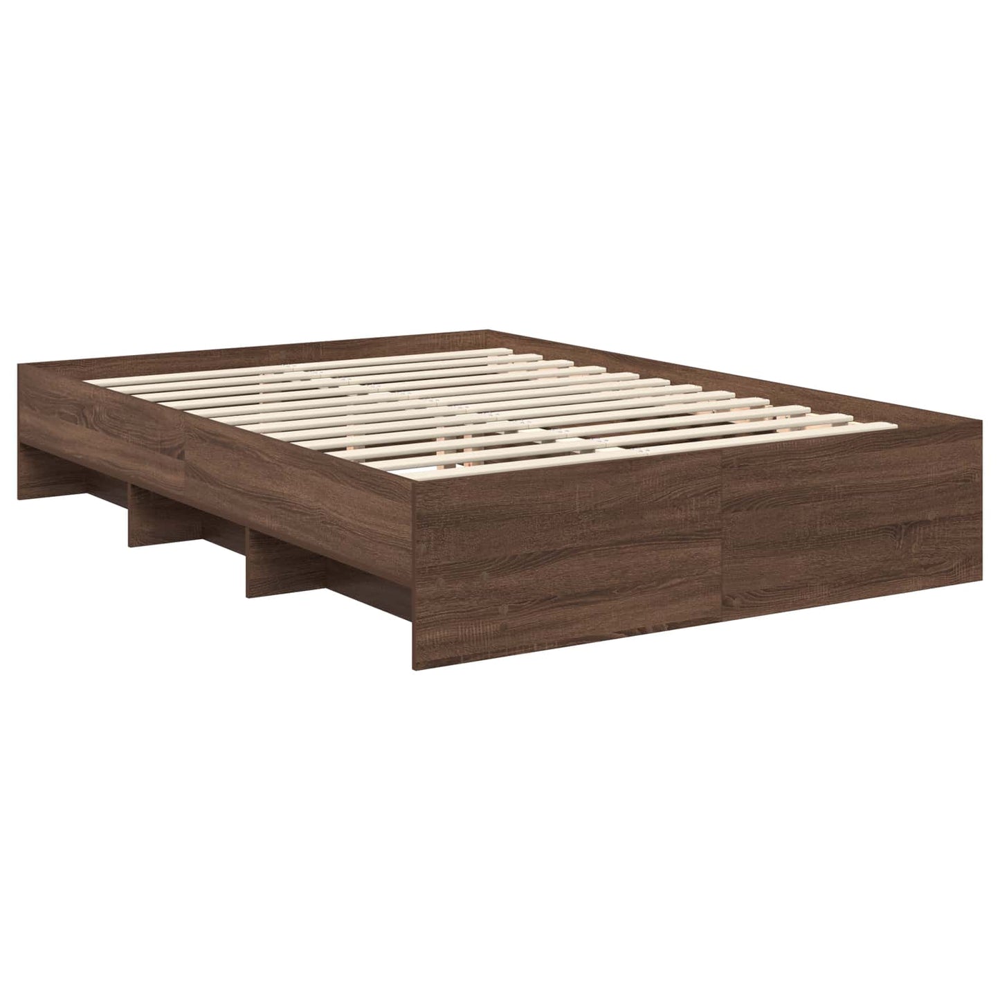 vidaXL Bed Frame with Headboard Brown Oak 140 x 200 cm Engineered Wood