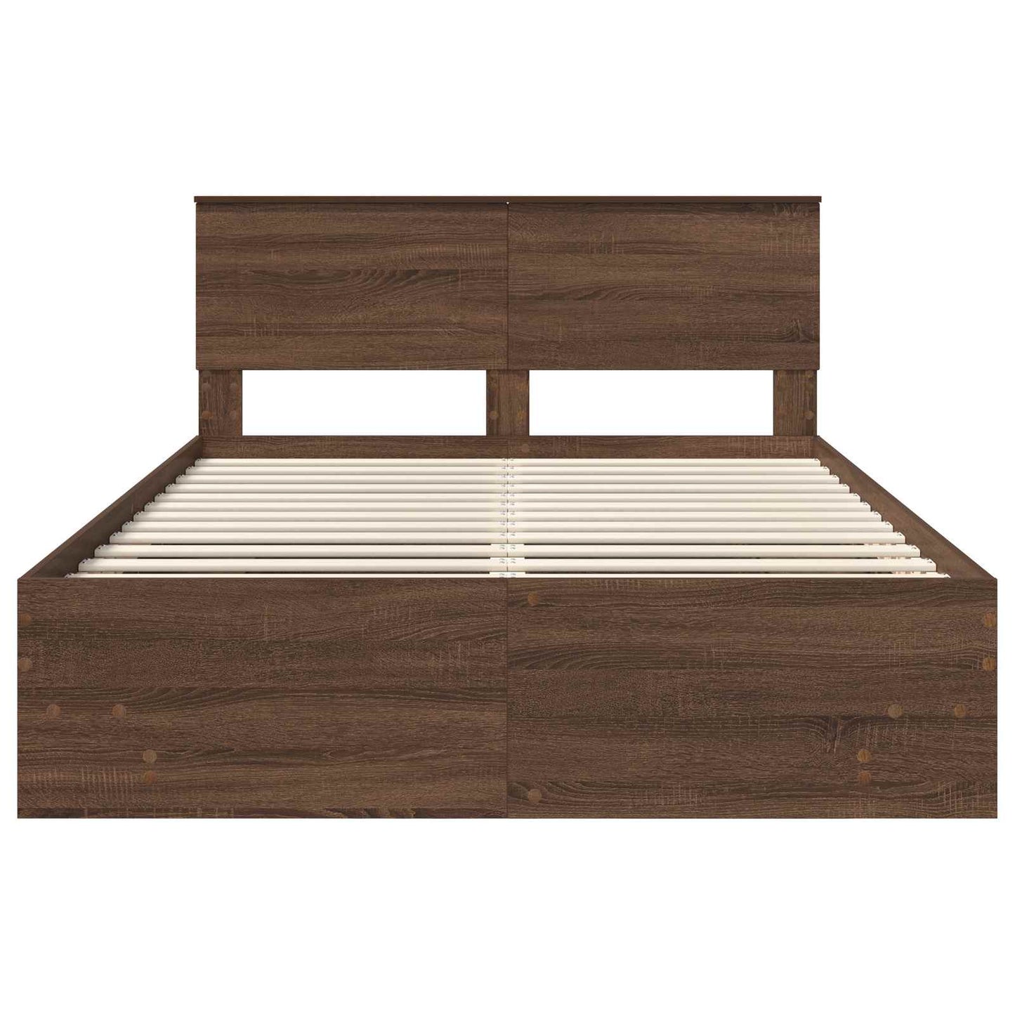 vidaXL Bed Frame with Headboard Brown Oak 140 x 200 cm Engineered Wood