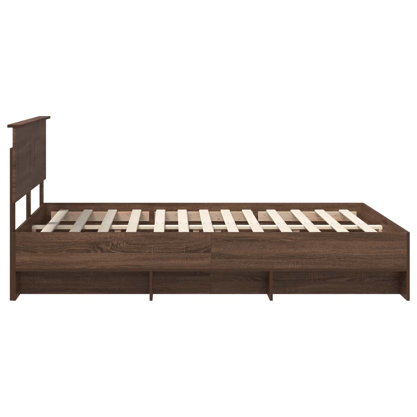 vidaXL Bed Frame with Headboard Brown Oak 140 x 200 cm Engineered Wood