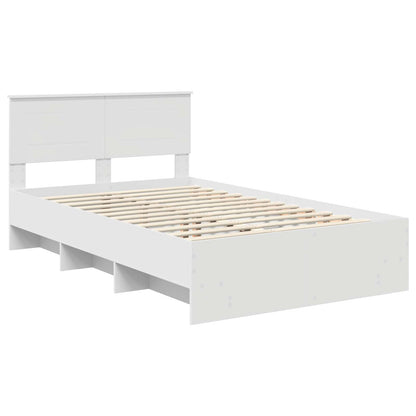 vidaXL Bed Frame with Headboard White 137 x 203 cm Engineered Wood