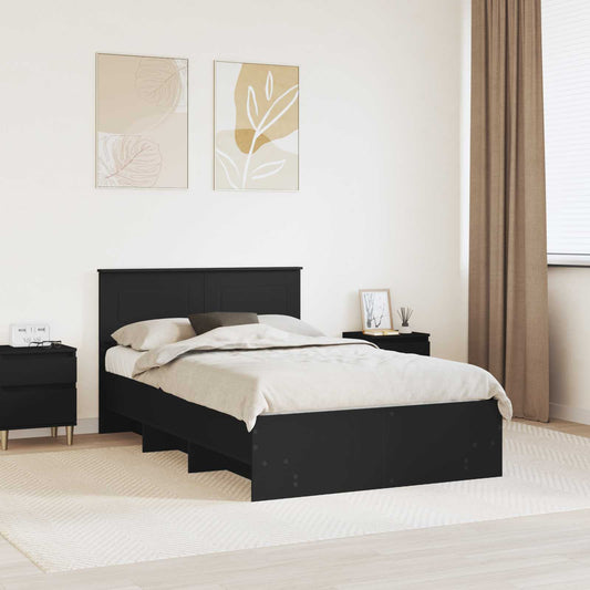 vidaXL Bed Frame with Headboard Black 137 x 203 cm Engineered Wood