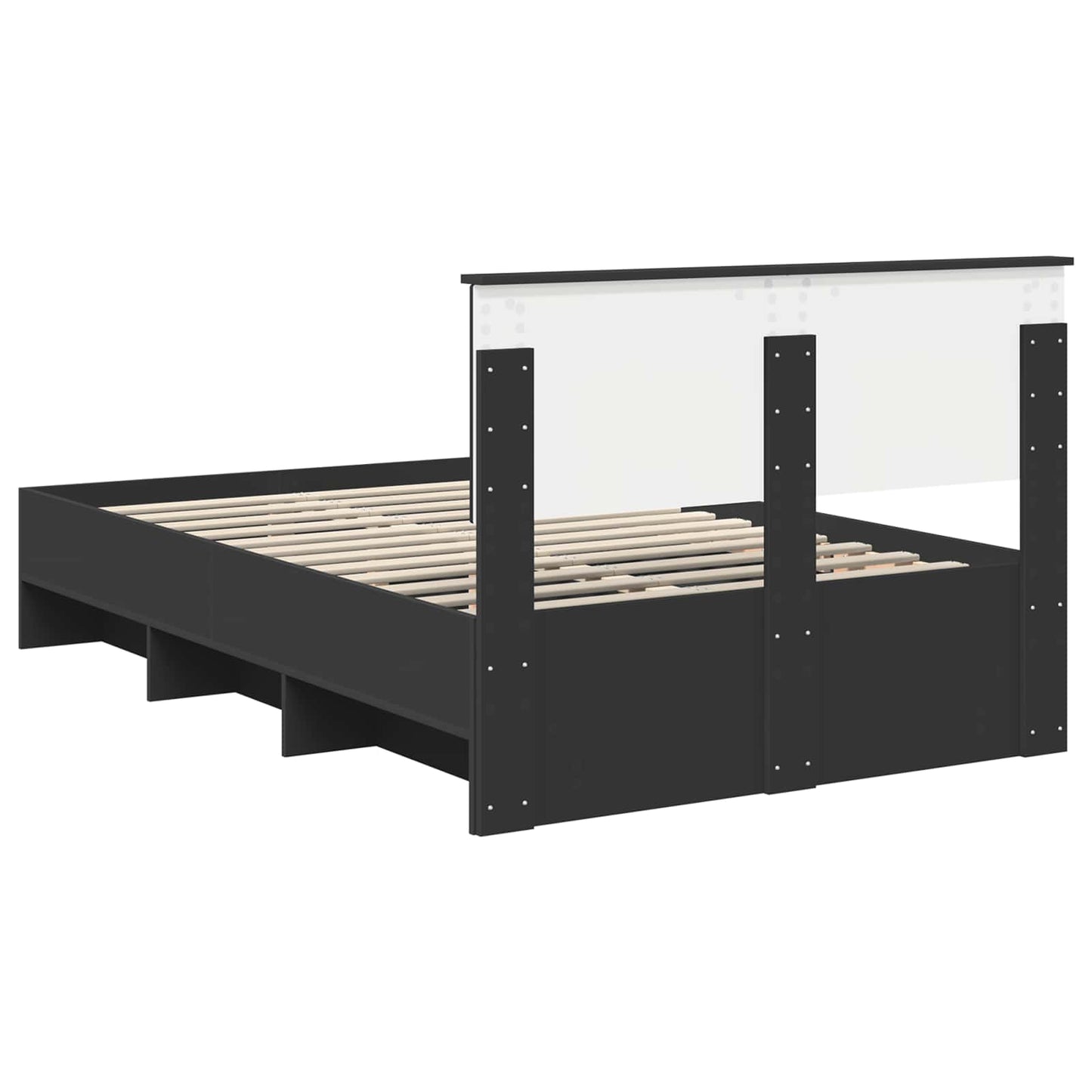 vidaXL Bed Frame with Headboard Black 137 x 203 cm Engineered Wood