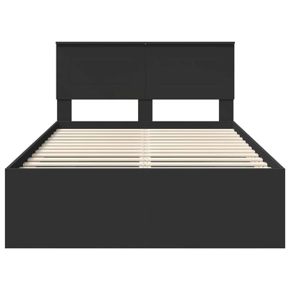vidaXL Bed Frame with Headboard Black 137 x 203 cm Engineered Wood