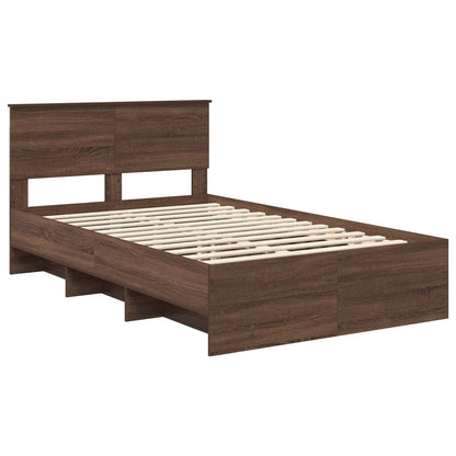 vidaXL Bed Frame with Headboard Brown Oak 137 x 203 cm Engineered Wood