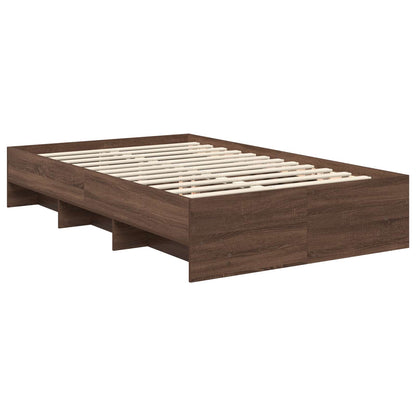 vidaXL Bed Frame with Headboard Brown Oak 137 x 203 cm Engineered Wood