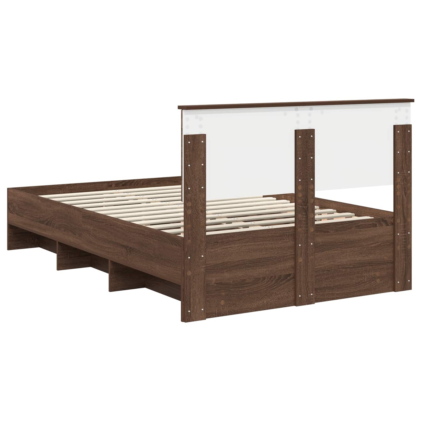 vidaXL Bed Frame with Headboard Brown Oak 137 x 203 cm Engineered Wood
