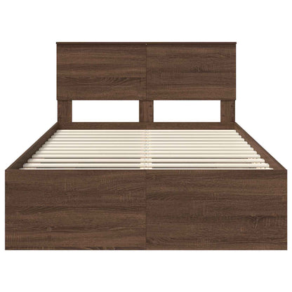 vidaXL Bed Frame with Headboard Brown Oak 137 x 203 cm Engineered Wood