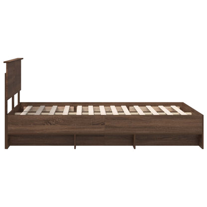 vidaXL Bed Frame with Headboard Brown Oak 137 x 203 cm Engineered Wood