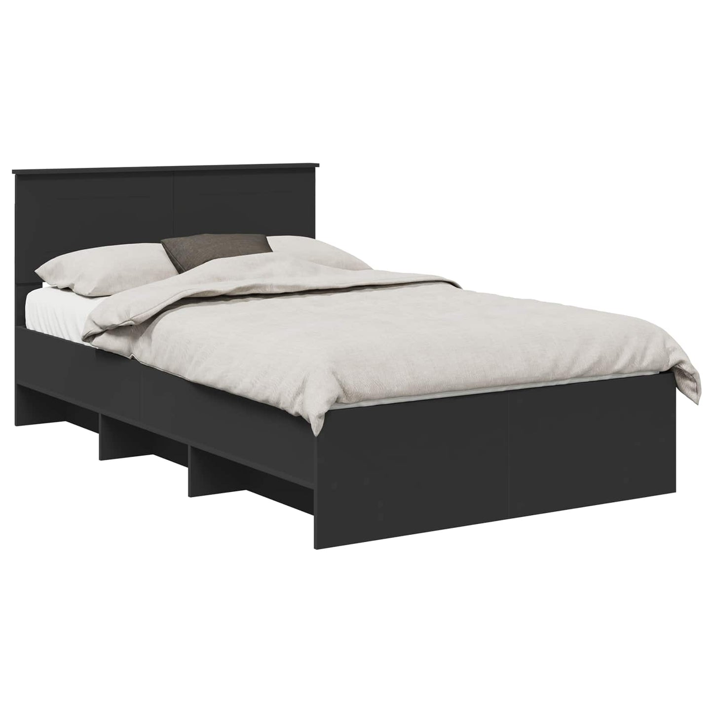 vidaXL Bed Frame with Headboard Black 120 x 123 cm Engineered Wood