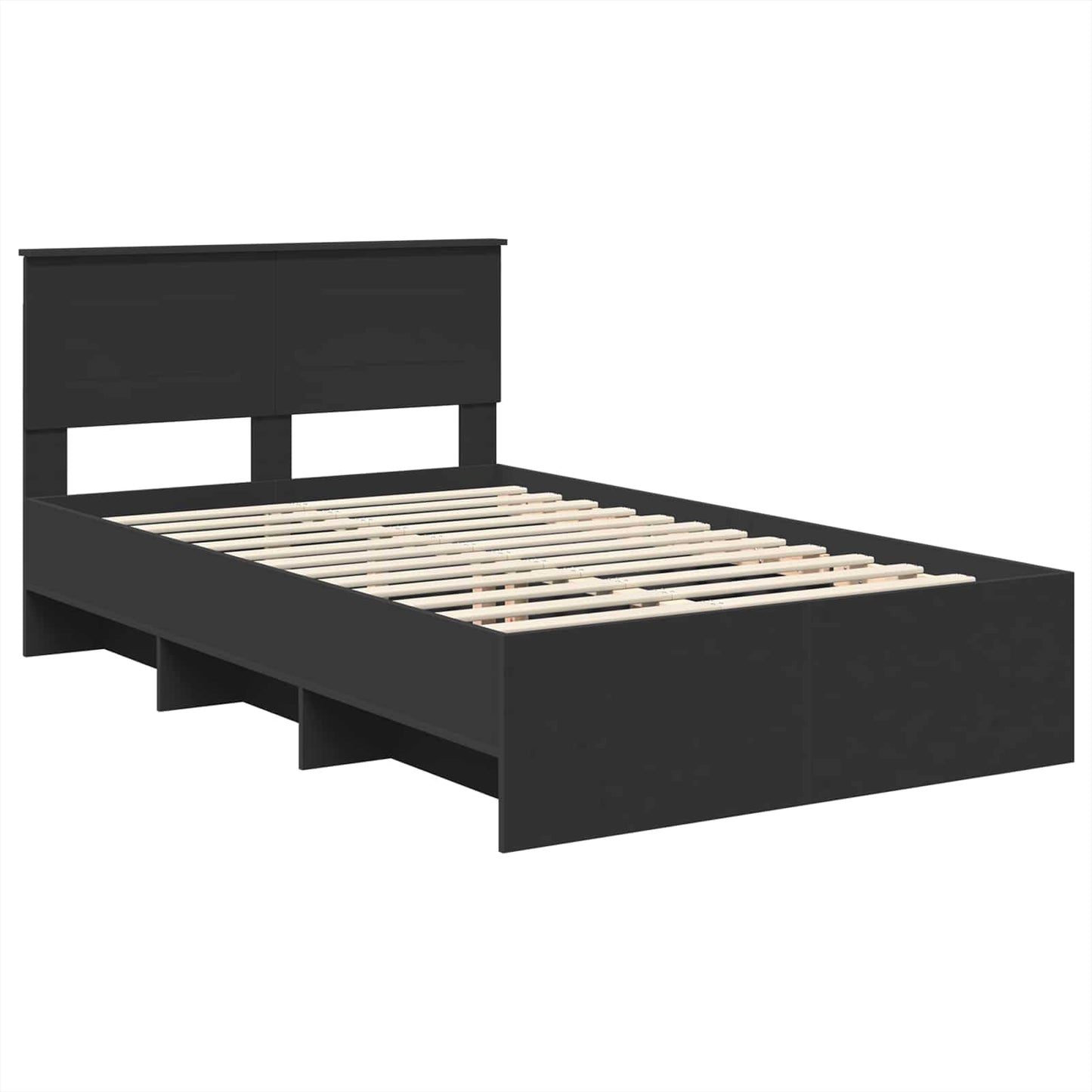 vidaXL Bed Frame with Headboard Black 120 x 123 cm Engineered Wood