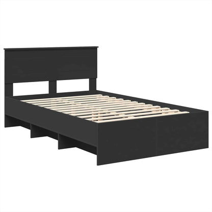 vidaXL Bed Frame with Headboard Black 120 x 123 cm Engineered Wood
