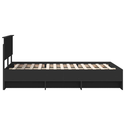 vidaXL Bed Frame with Headboard Black 120 x 123 cm Engineered Wood