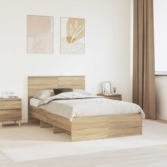 vidaXL Bed Frame Sonoma Oak 120 x 123 cm Engineered Wood