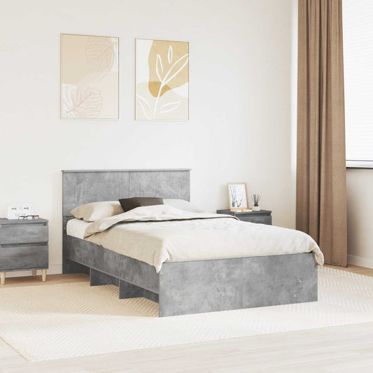vidaXL Bed Frame Concrete Grey 120 x 123 cm Engineered Wood