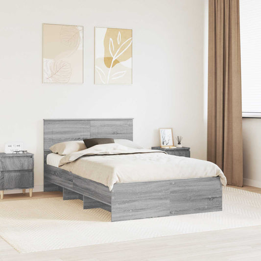 vidaXL Bed Frame Grey Sonoma 120 x 123 cm Engineered Wood