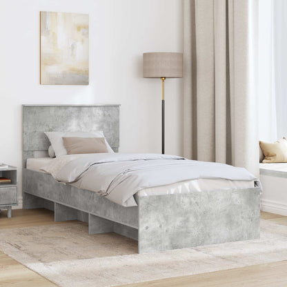 vidaXL Bed Frame Concrete Grey 120 x 123 cm Engineered Wood