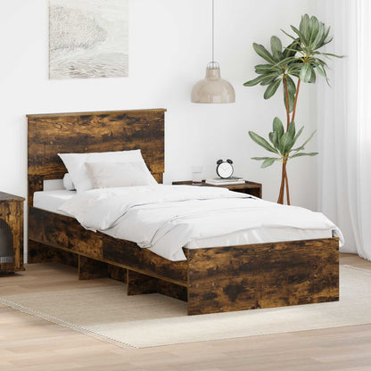 vidaXL Bed Frame Smoked Oak 120 x 123 cm Engineered Wood