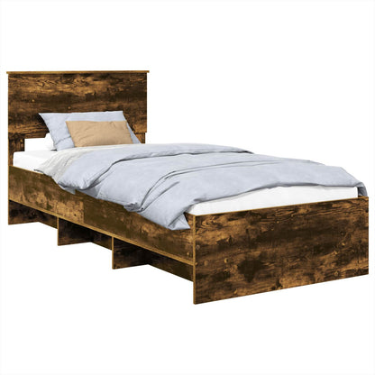 vidaXL Bed Frame Smoked Oak 120 x 123 cm Engineered Wood