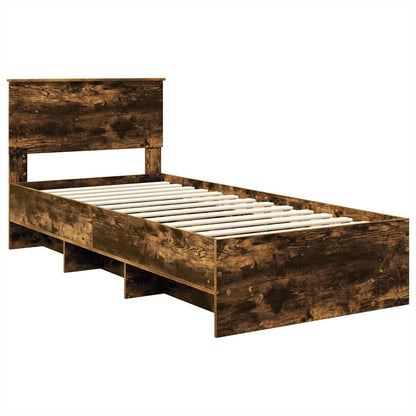 vidaXL Bed Frame Smoked Oak 120 x 123 cm Engineered Wood