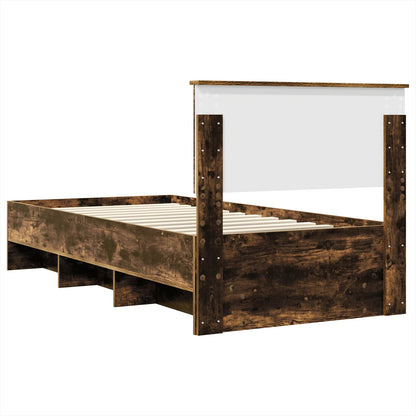 vidaXL Bed Frame Smoked Oak 120 x 123 cm Engineered Wood