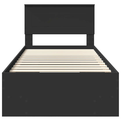 vidaXL Bed Frame with Headboard Black 90 x 200 cm Engineered Wood