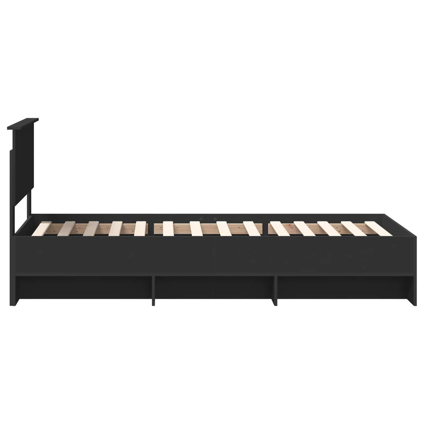 vidaXL Bed Frame with Headboard Black 90 x 200 cm Engineered Wood