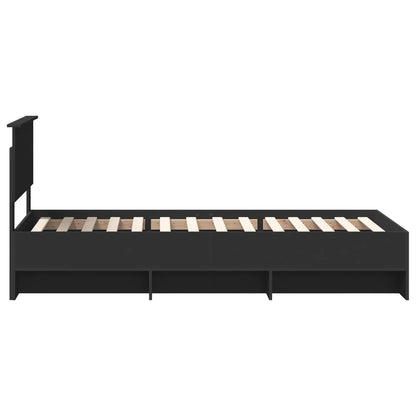 vidaXL Bed Frame with Headboard Black 90 x 200 cm Engineered Wood
