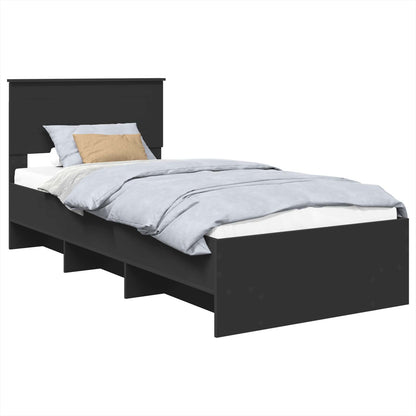 vidaXL Bed Frame with Headboard Black 90 x 200 cm Engineered Wood