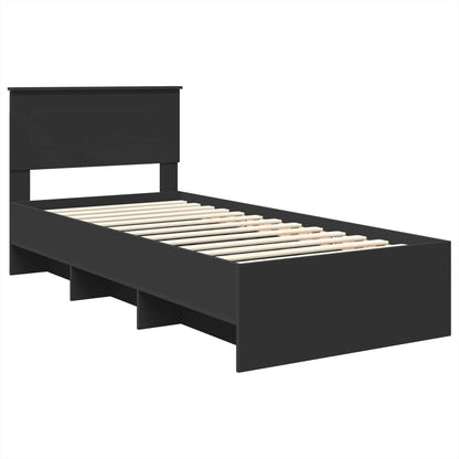 vidaXL Bed Frame with Headboard Black 90 x 200 cm Engineered Wood
