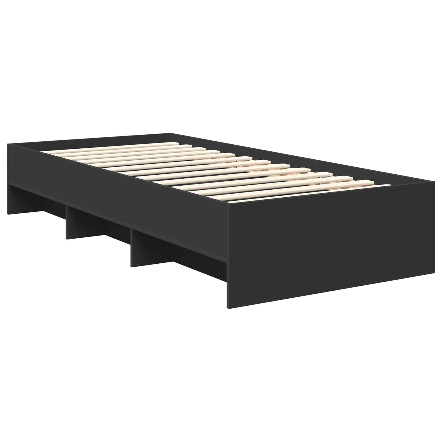 vidaXL Bed Frame with Headboard Black 90 x 200 cm Engineered Wood