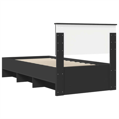 vidaXL Bed Frame with Headboard Black 90 x 200 cm Engineered Wood