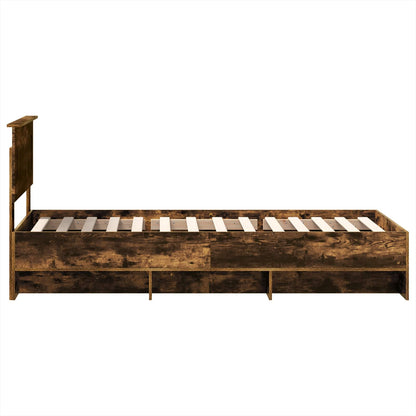 vidaXL Bed Frame with Headboard Smoked Oak 90 x 200 cm Engineered Wood