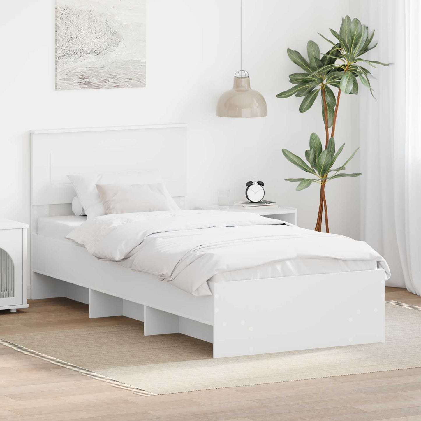 vidaXL Bed Frame with Headboard White 80 x 200 cm Engineered Wood