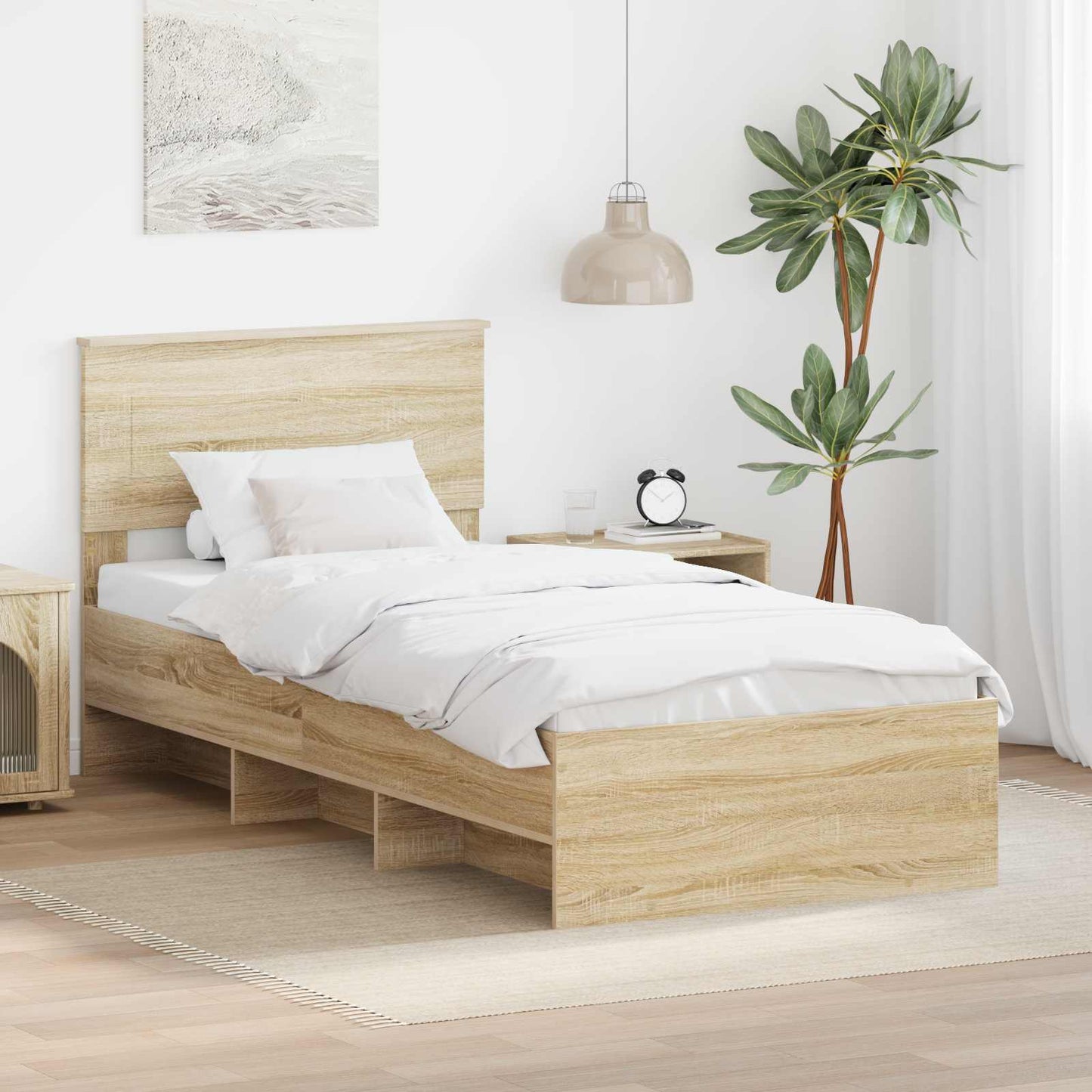 vidaXL Bed Frame with Headboard Sonoma Oak 80 x 200 cm Engineered Wood